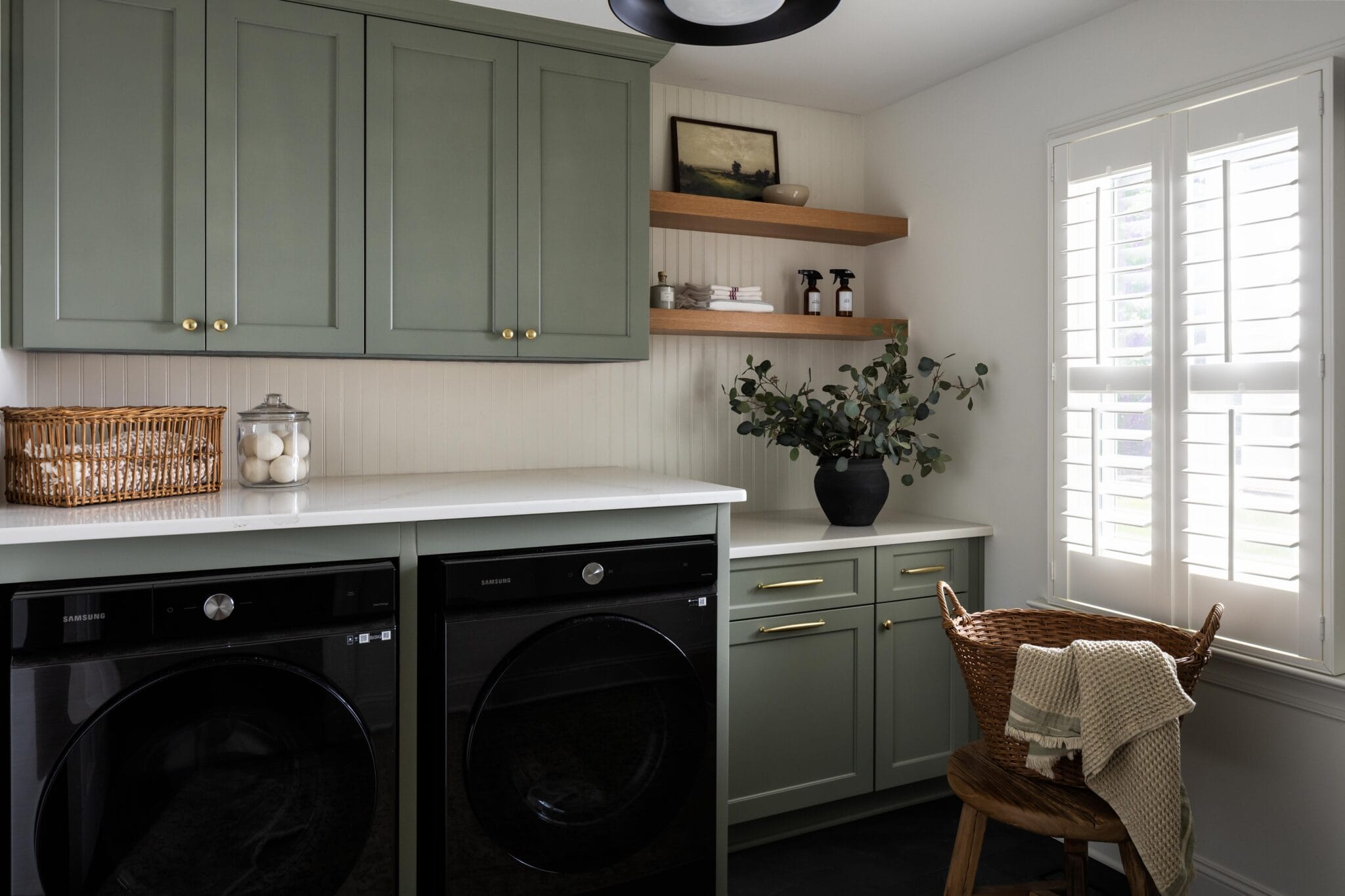 Sage green laundry room design Raleigh NC - House of Maevie