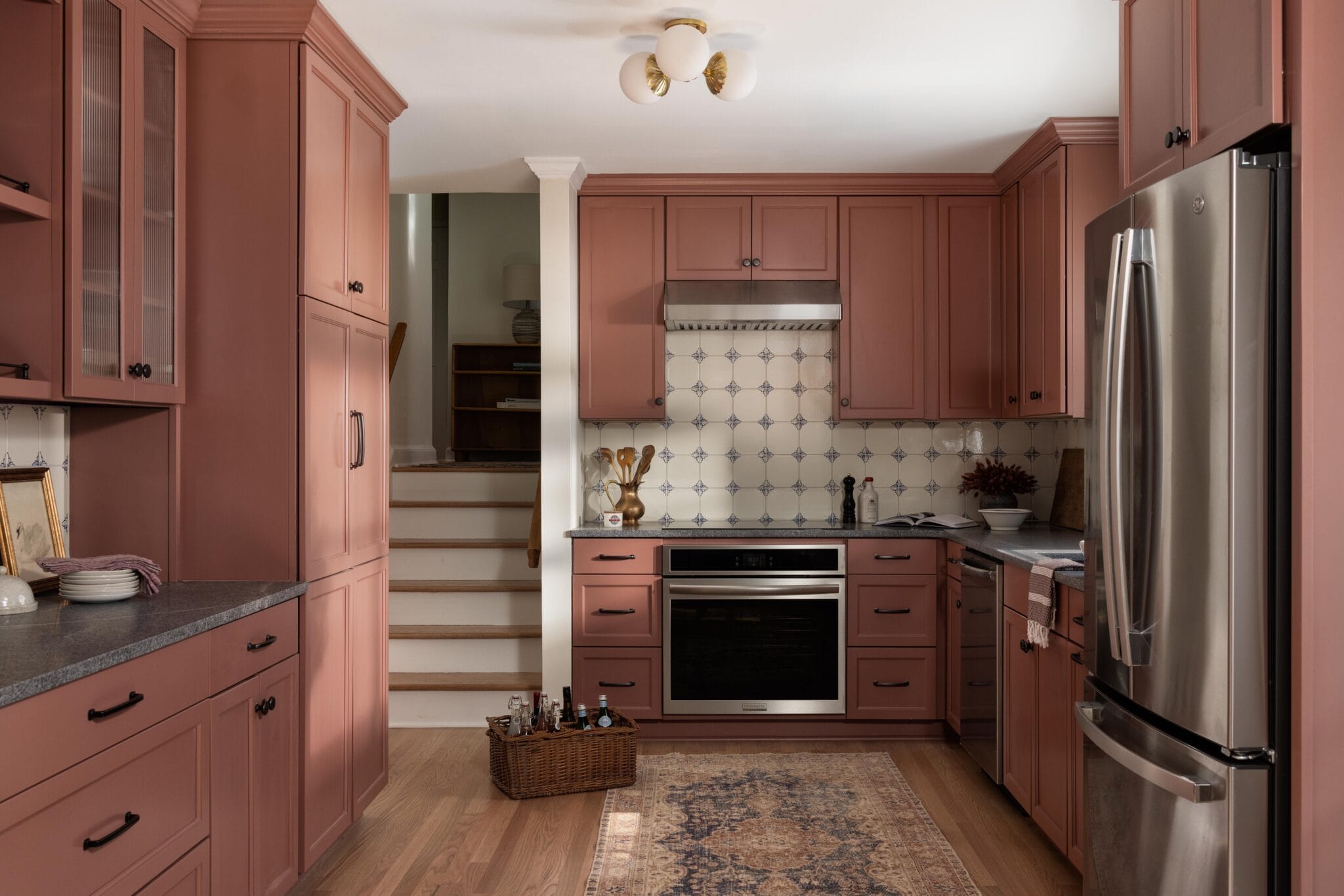 Dusty rose kitchen renovation interior design Raleigh NC - House of Maevie
